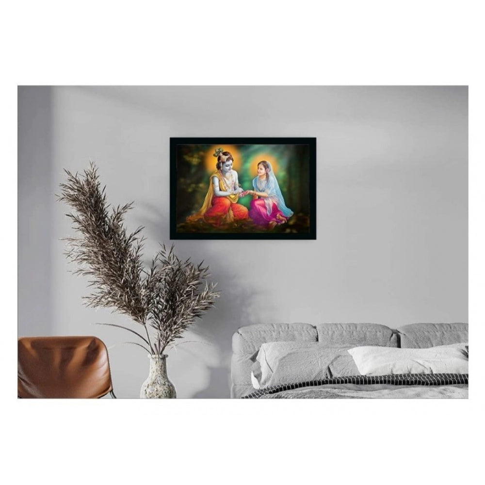 Roneclick Radha Krishna Painting Vinyl Sparkle Coated with Synthetic Photo Frame (Multicolor)