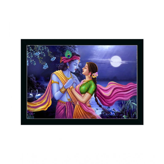 Roneclick Radha Krishna Painting with Synthetic Photo Frame (Multicolor)