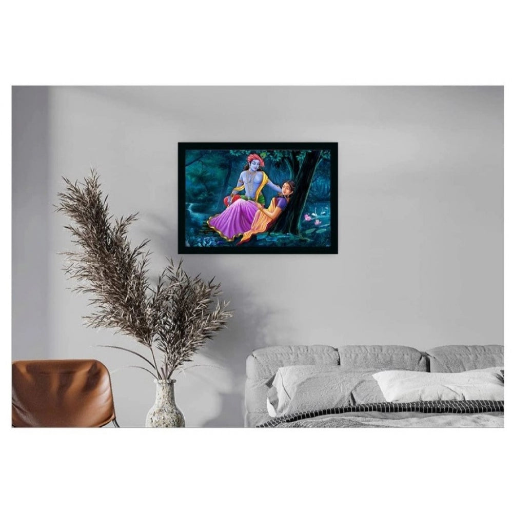 Roneclick Radha Krishna Painting with Synthetic Photo Frame (Multicolor)