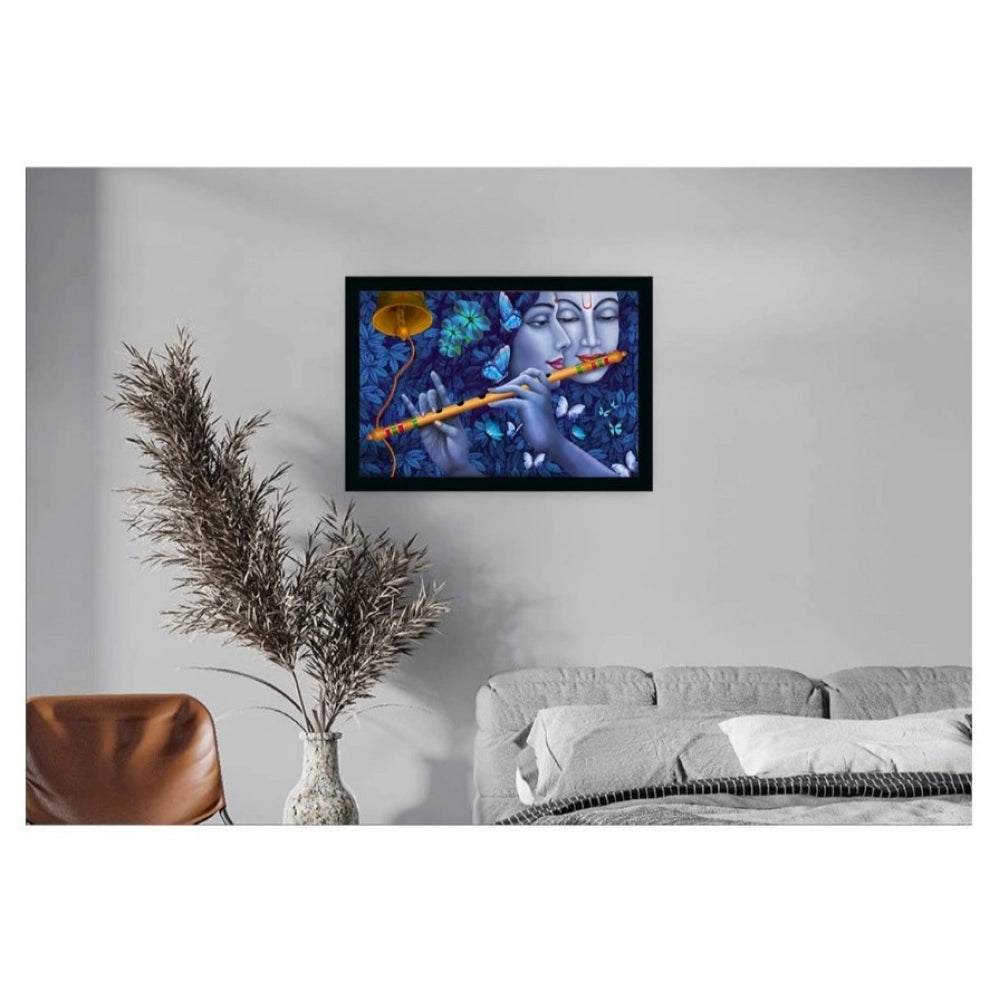 Roneclick Radha Krishna Painting with Synthetic Photo Frame (Multicolor)