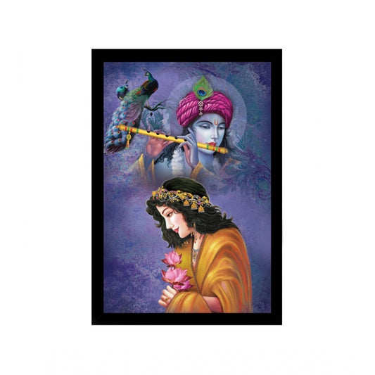 Roneclick Radha Krishna Painting with Synthetic Photo Frame (Multicolor)