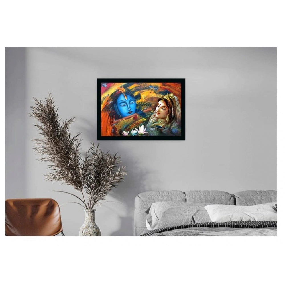 Roneclick Radha Krishna Painting with Synthetic Photo Frame (Multicolor)