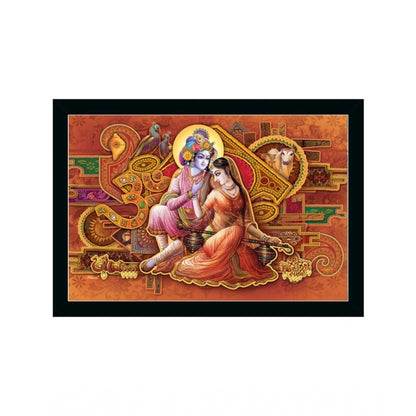 Roneclick Radha Krishna Painting with Synthetic Photo Frame (Multicolor)