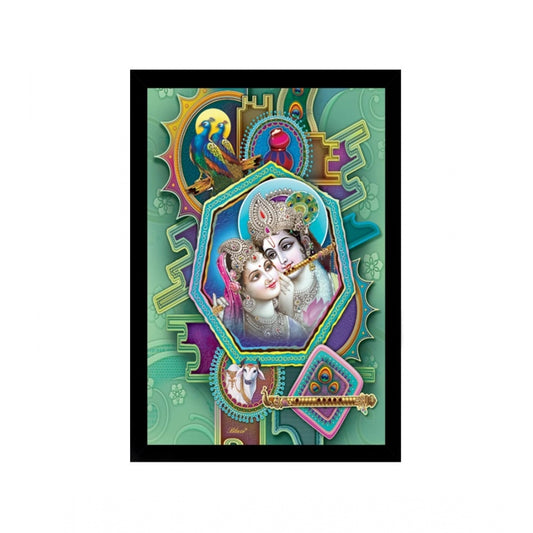 Roneclick Radha Krishna Painting with Synthetic Photo Frame (Multicolor)