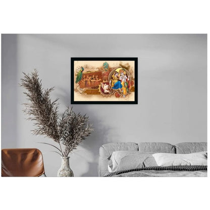 Roneclick Radha Krishna Painting with Synthetic Photo Frame (Multicolor)