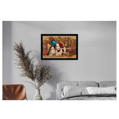 Roneclick Radha Krishna Painting with Synthetic Photo Frame (Multicolor)