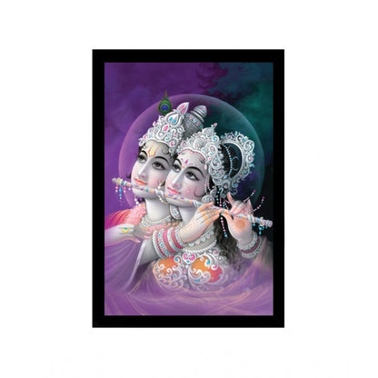 Roneclick Radha Krishna Painting with Synthetic Photo Frame (Multicolor)