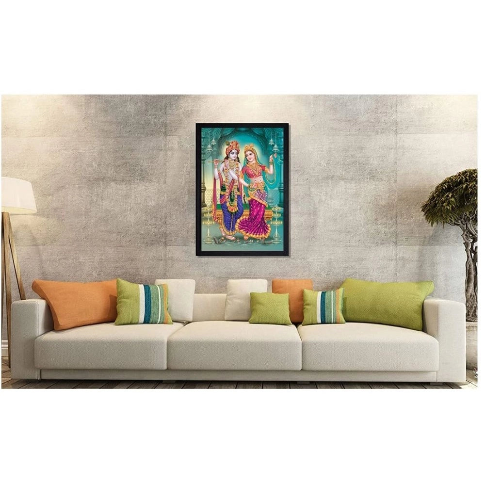 Roneclick Radha Krishna Painting with Synthetic Photo Frame (Multicolor)