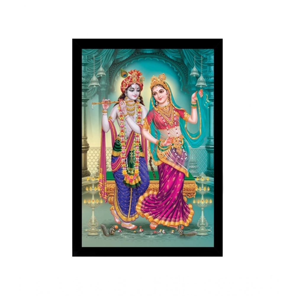 Roneclick Radha Krishna Painting with Synthetic Photo Frame (Multicolor)