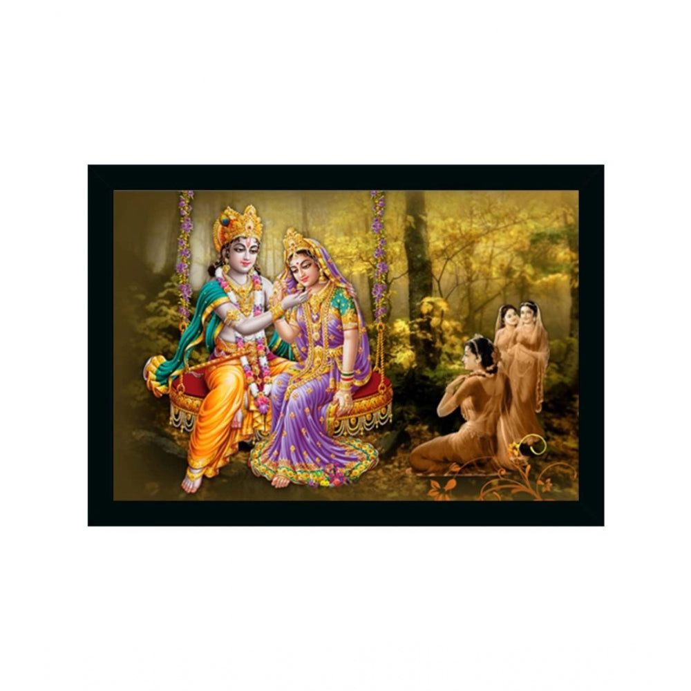 Roneclick Radha Krishna Painting Vinyl Sparkle Coated with Synthetic Photo Frame (Multicolor)