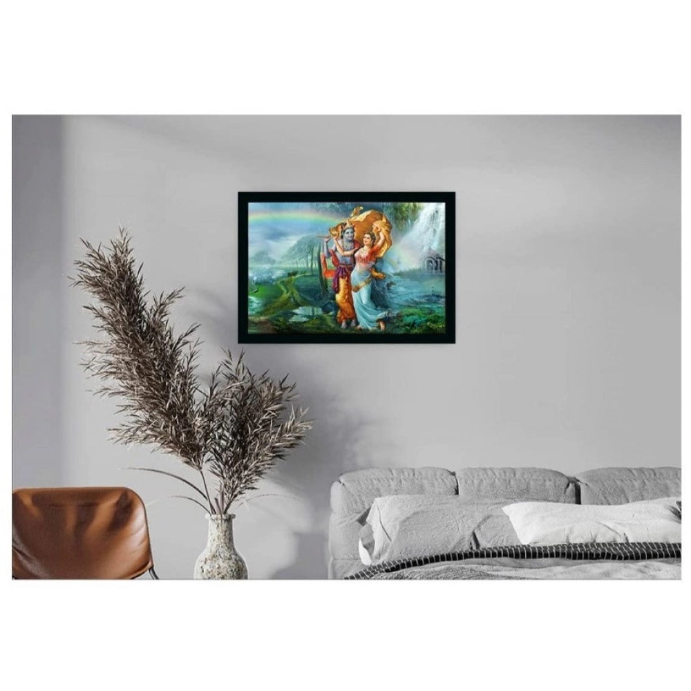 Roneclick Radha Krishna Painting with Synthetic Photo Frame (Multicolor)