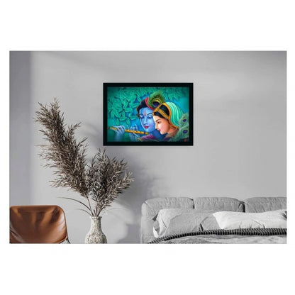 Roneclick Radha Krishna Painting with Synthetic Photo Frame (Multicolor)