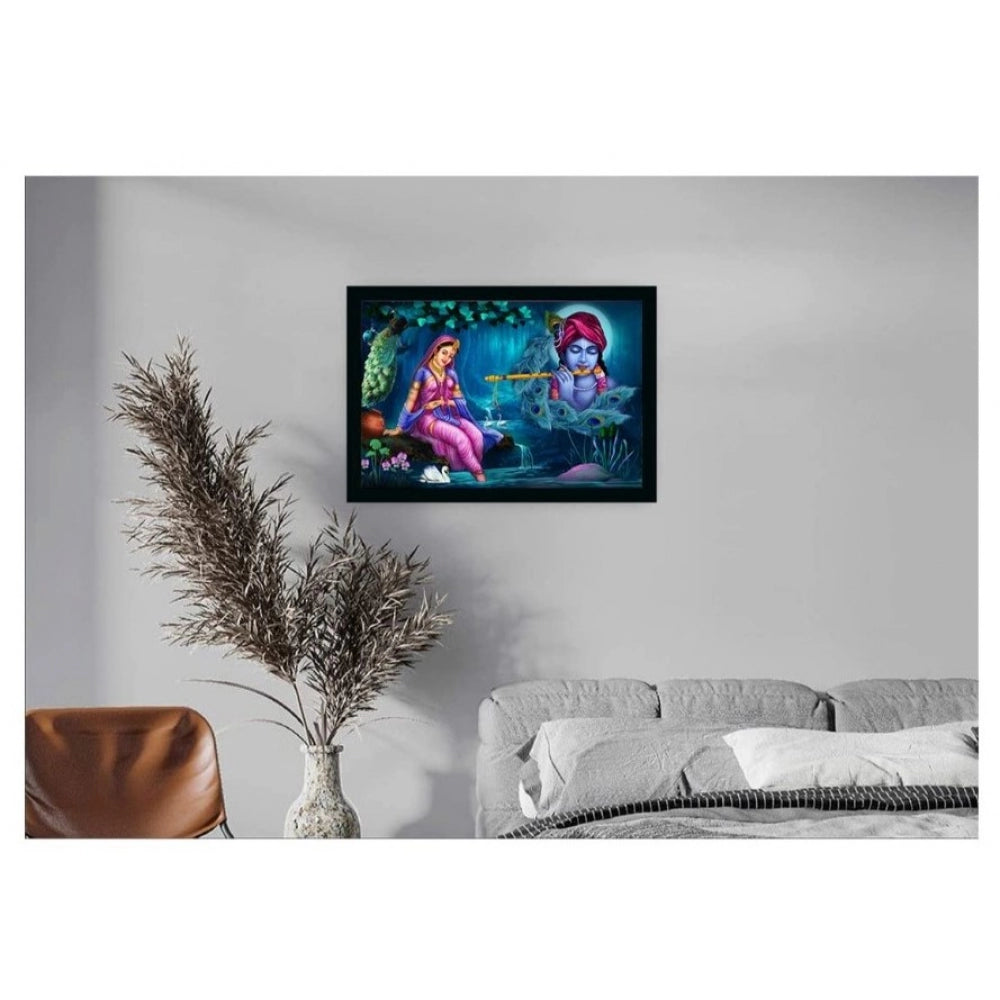 Roneclick Radha Krishna Painting with Synthetic Photo Frame (Multicolor)