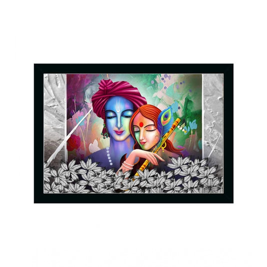 Roneclick Radha Krishna Painting with Synthetic Photo Frame (Multicolor)