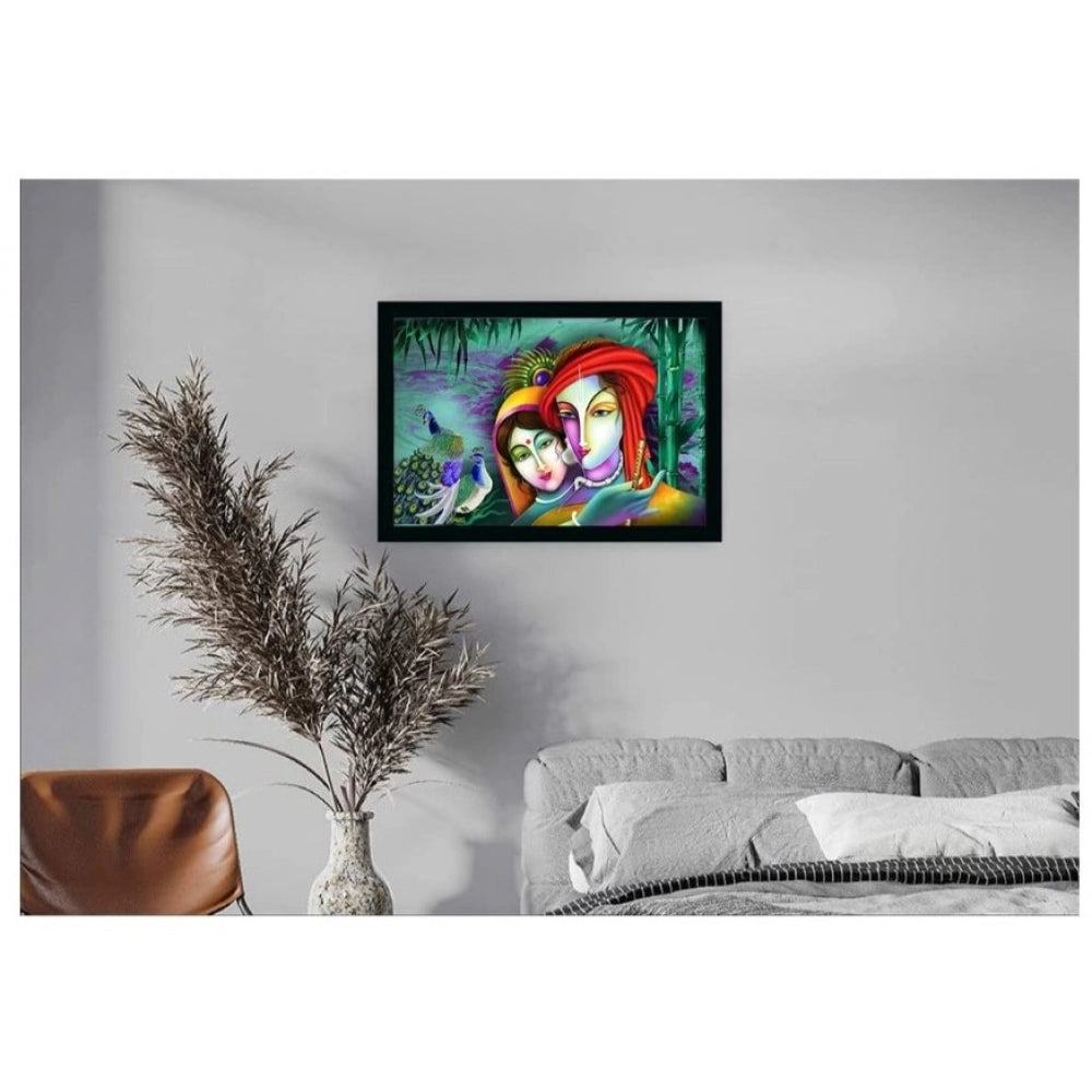 Roneclick Radha Krishna Painting with Synthetic Photo Frame (Multicolor)