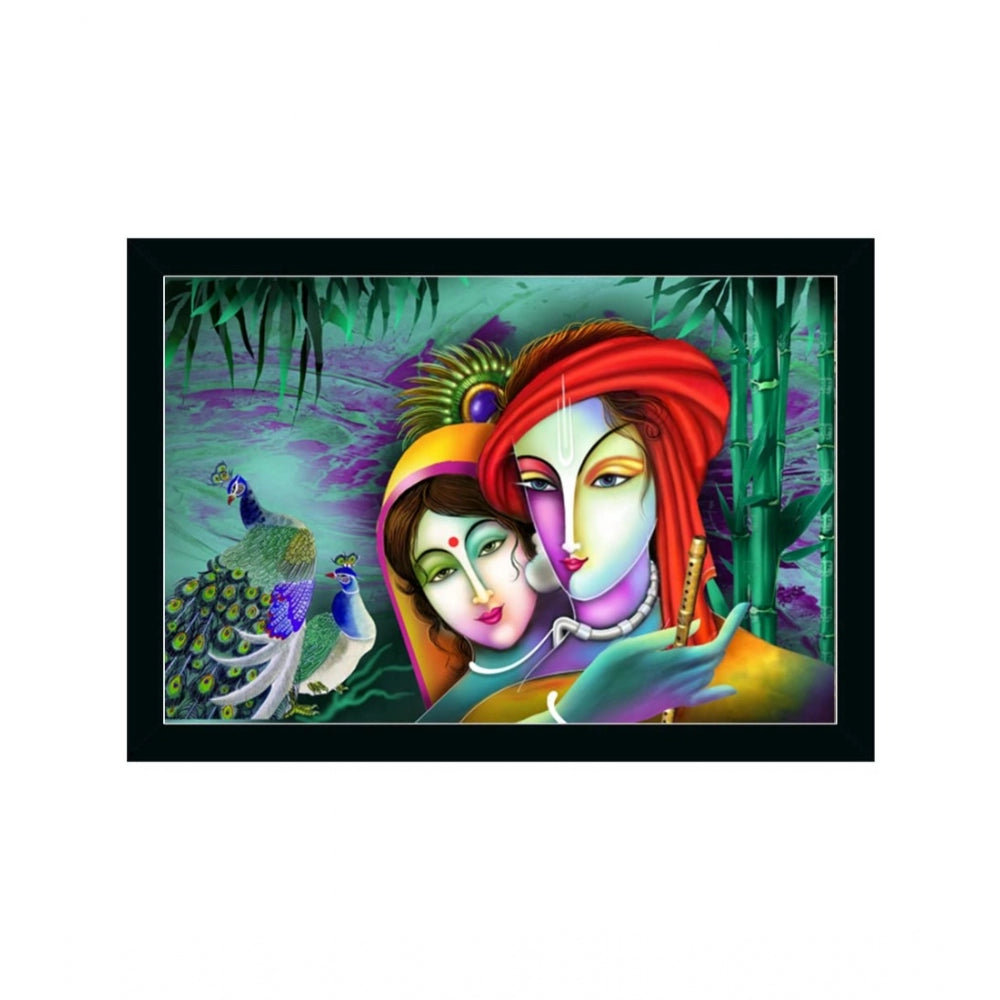 Roneclick Radha Krishna Painting with Synthetic Photo Frame (Multicolor)