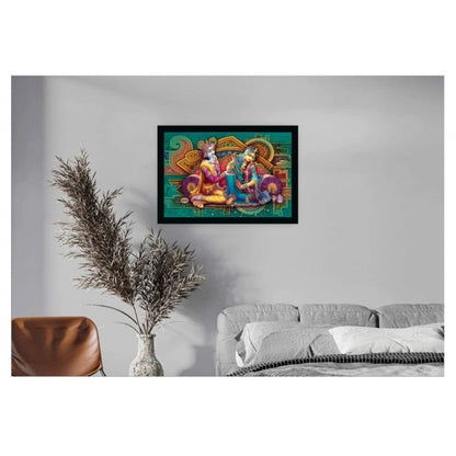 Roneclick Radha Krishna Painting with Synthetic Photo Frame (Multicolor)