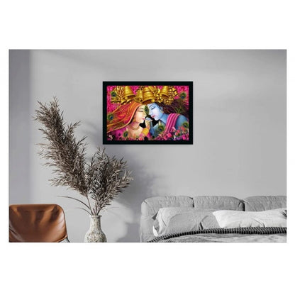 Roneclick Radha Krishna Painting with Synthetic Photo Frame (Multicolor)