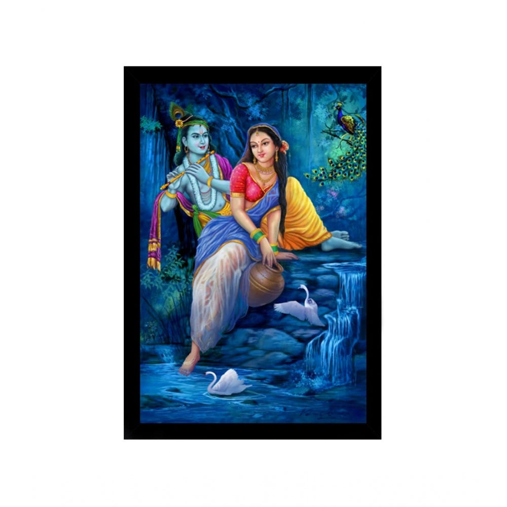 Roneclick Radha Krishna Painting with Synthetic Photo Frame (Multicolor)