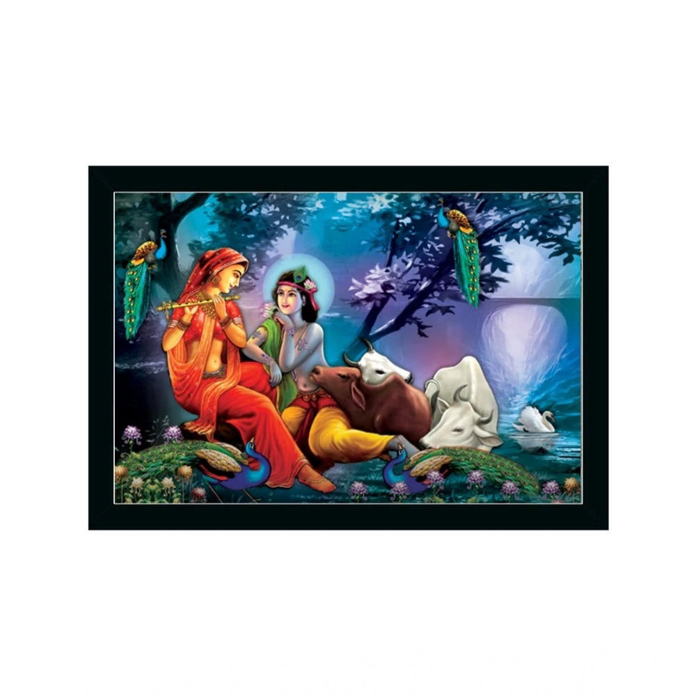 Roneclick Radha Krishna Painting with Synthetic Photo Frame (Multicolor)