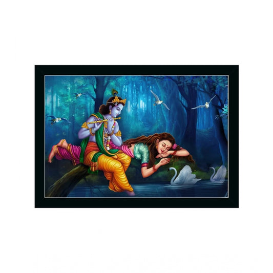 Roneclick Radha Krishna Painting with Synthetic Photo Frame (Multicolor)