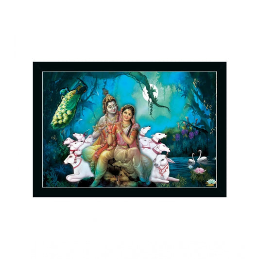 Roneclick Radha Krishna Painting with Synthetic Photo Frame (Multicolor)