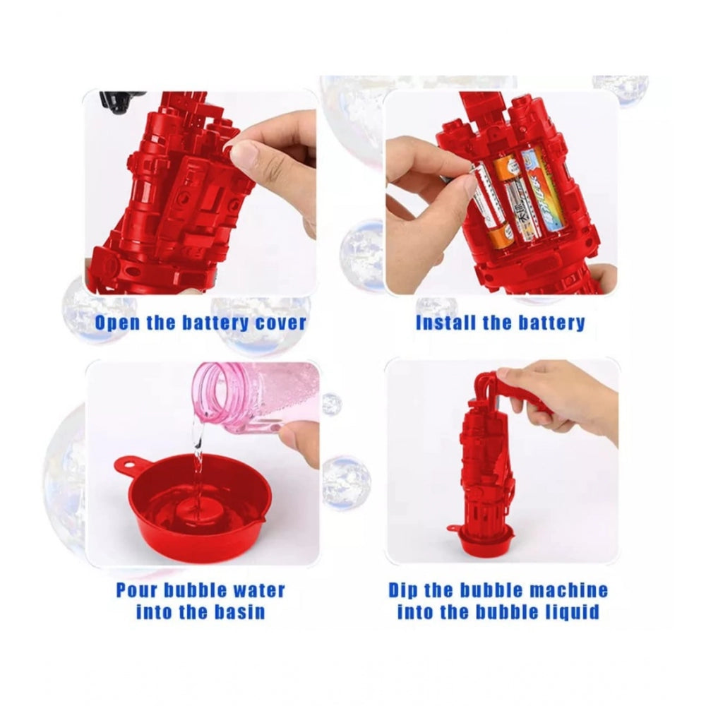 Roneclick Pack Of_2 Electric Gatling Bubble Gun with 8 Hole For Kids (Assorted)