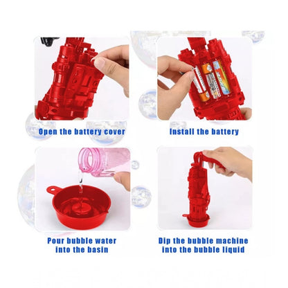 Roneclick Pack Of_2 Electric Gatling Bubble Gun with 8 Hole For Kids (Assorted)