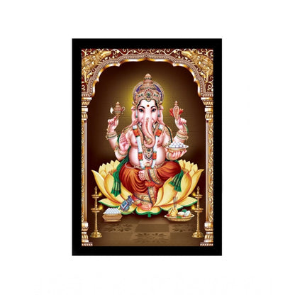 Roneclick Ganesh Photo with Synthetic Fram (Multicolor)