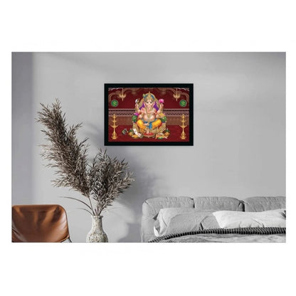 Roneclick Ganesh Photo with Synthetic Photo Frame (Multicolor)