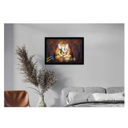 Roneclick Ganesh Photo with Synthetic Photo Frame (Multicolor)