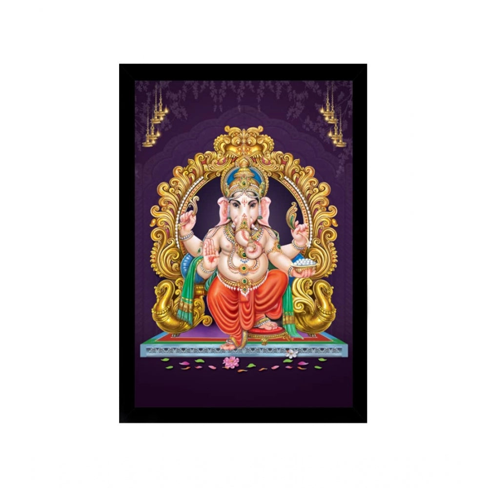 Roneclick Ganesh Photo with Synthetic Photo Frame (Multicolor)