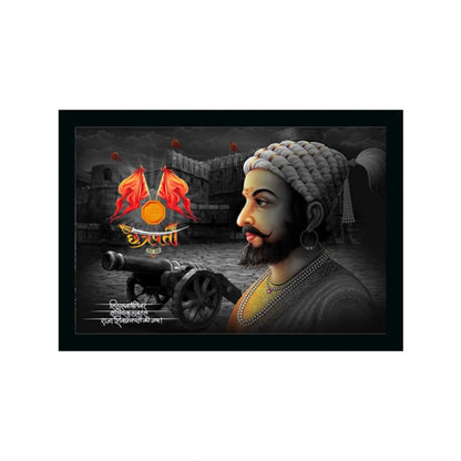 Roneclick shivaji Maharaj Painting Vinyl Sparkle Coated with Synthetic Photo Frame (Multicolor)