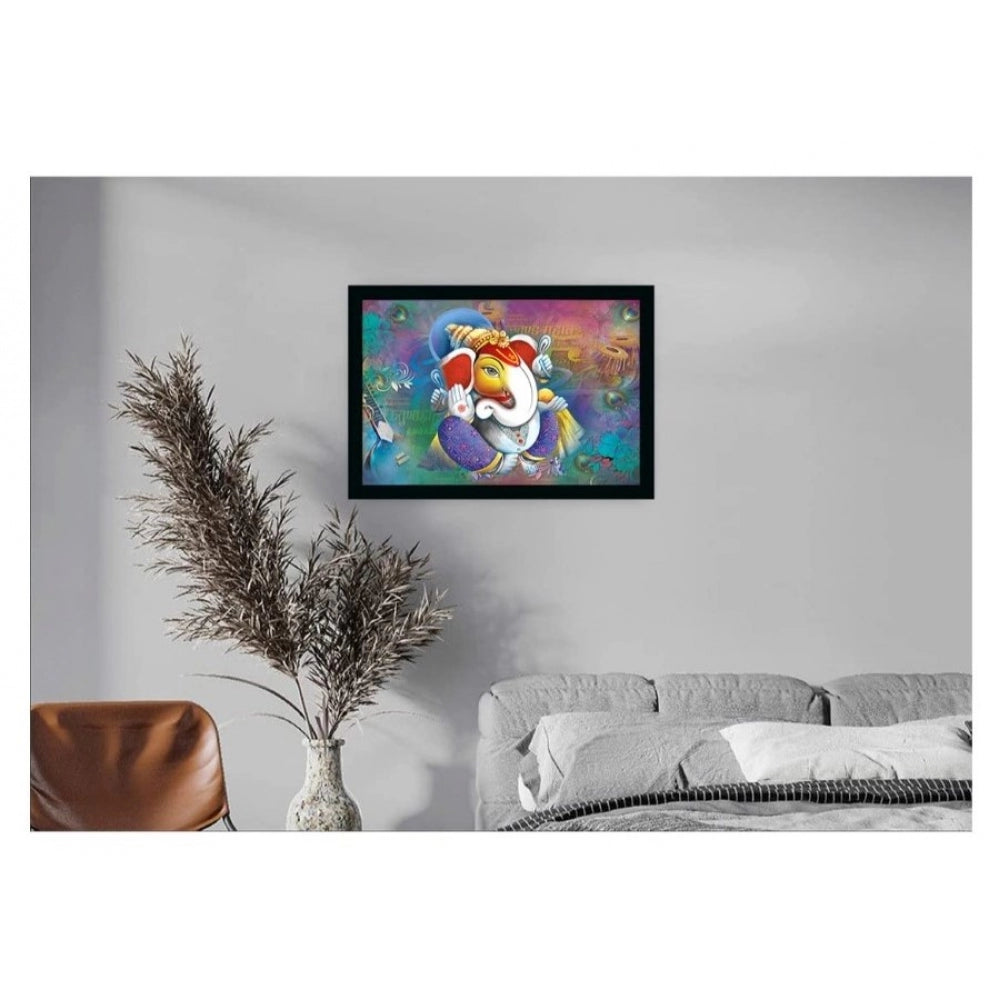 Roneclick Ganesh Photo with Synthetic Photo Frame (Multicolor)