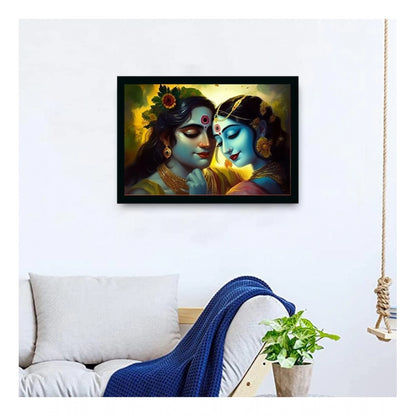 Roneclick Radha Krishna Painting with Synthetic Photo Frame (Multicolor)