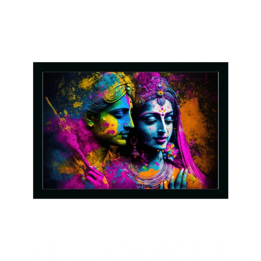 Roneclick Radha Krishna Painting with Synthetic Photo Frame (Multicolor)