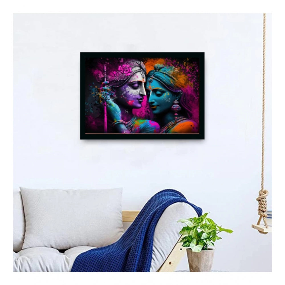 Roneclick Radha Krishna Painting with Synthetic Photo Frame (Multicolor)