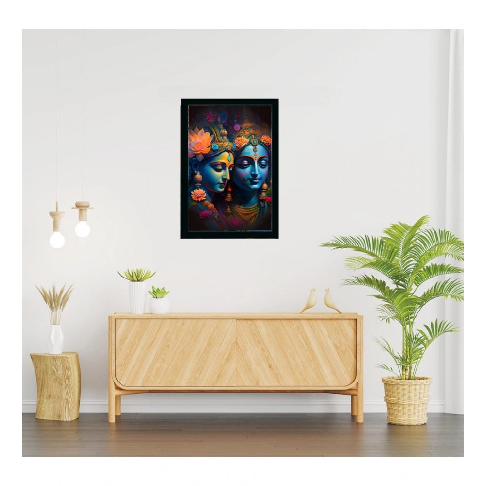 Roneclick Radha Krishna Painting with Synthetic Photo Frame (Multicolor)