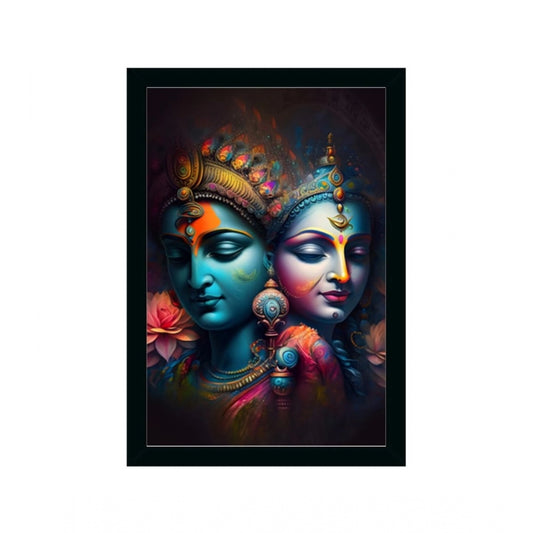 Roneclick Radha Krishna Painting with Synthetic Photo Frame (Multicolor)