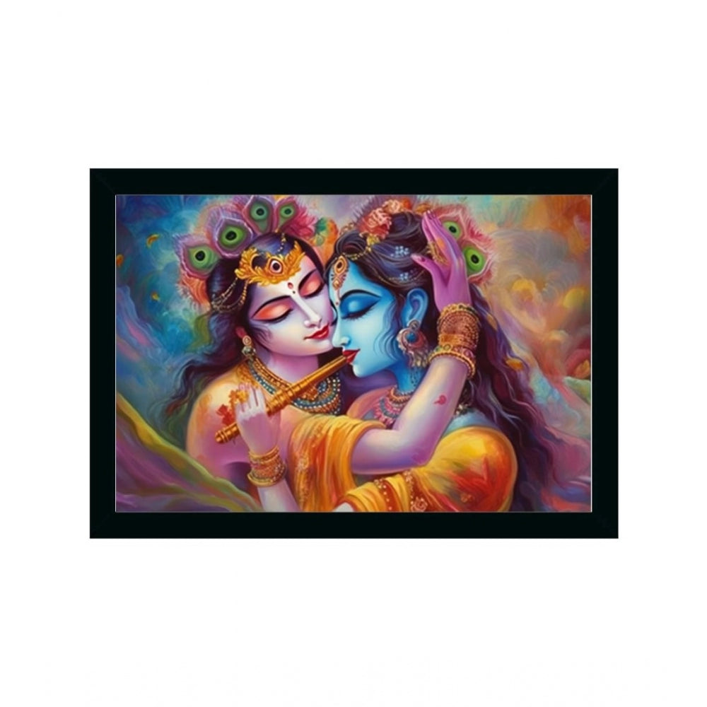 Roneclick Radha Krishna Painting with Synthetic Photo Frame (Multicolor)