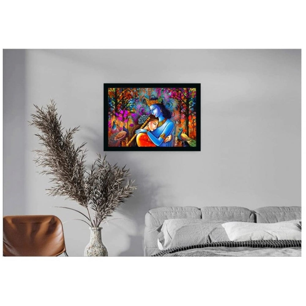 Roneclick Radha Krishna Painting with Synthetic Photo Frame (Multicolor)