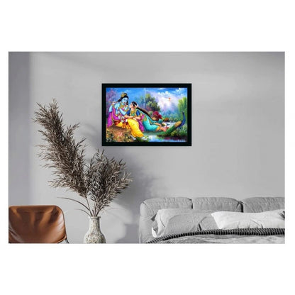 Roneclick Radha Krishna Painting with Synthetic Photo Frame (Multicolor)