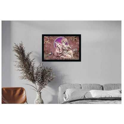 Roneclick Radha Krishna Painting with Synthetic Photo Frame (Multicolor)