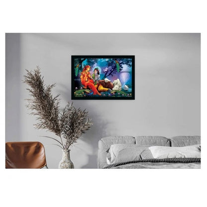 Roneclick Radha Krishna Painting Vinyl Sparkle Coated with Synthetic Photo Frame (Multicolor)