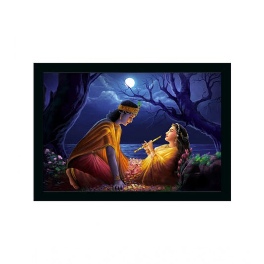 Roneclick Radha Krishna Painting Vinyl Sparkle Coated with Synthetic Photo Frame (Multicolor)