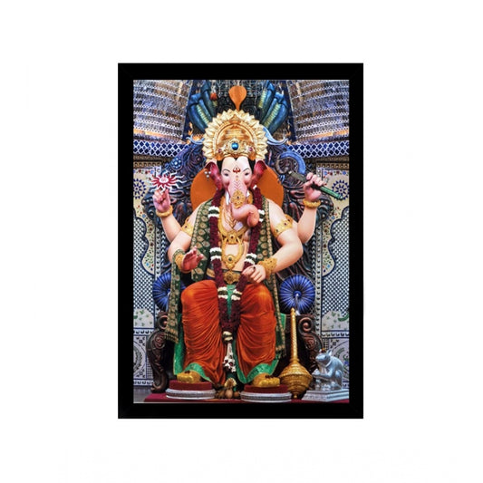 Roneclick Ganesh Photo with Synthetic Photo Frame (Multicolor)