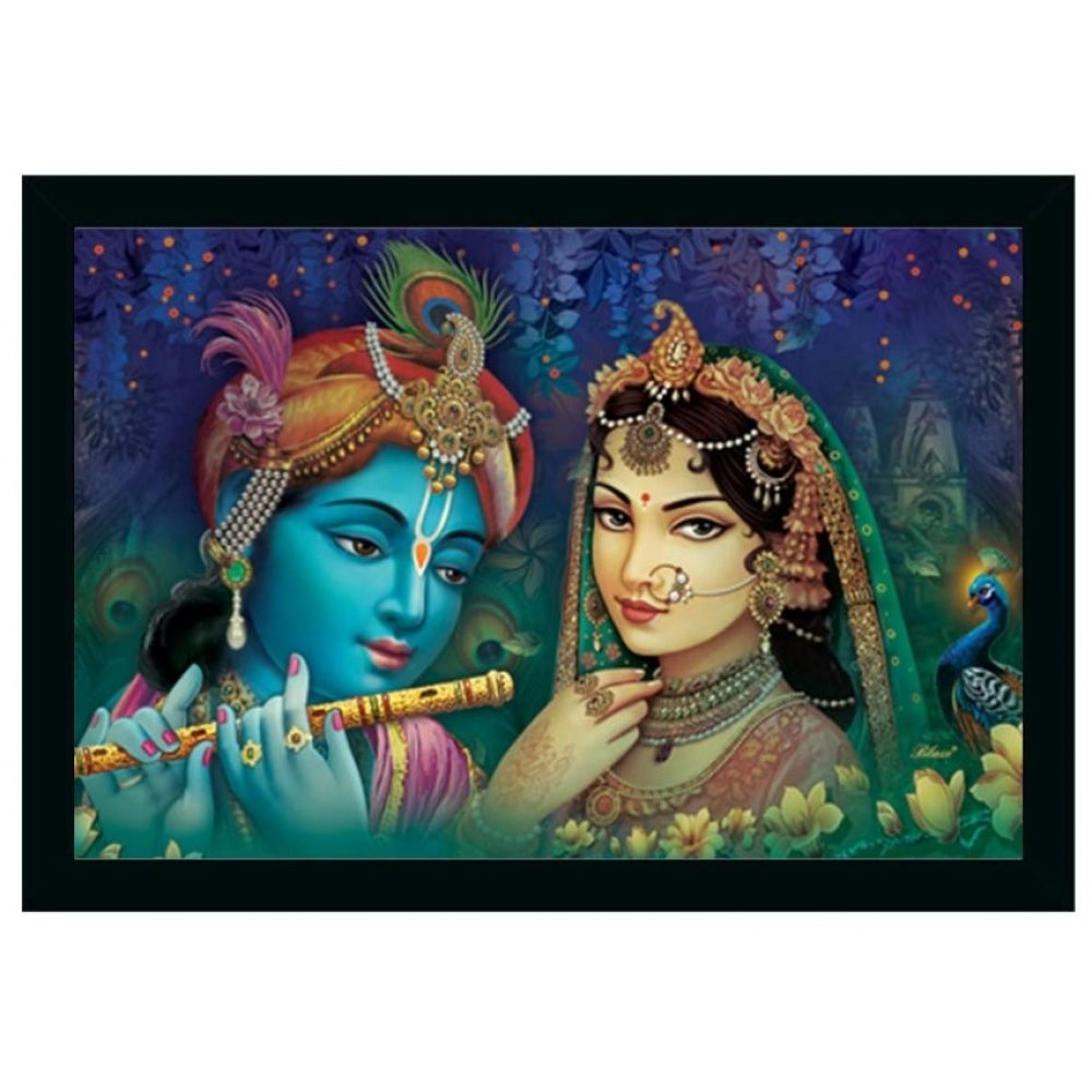 Roneclick Radha Krishna Painting with Synthetic Photo Frame with Sparkle Coated (Multicolor)