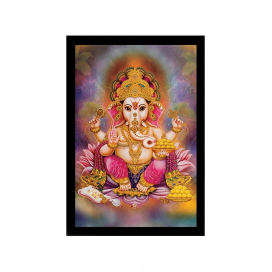 Roneclick Ganesh Photo with Synthetic Photo Frame (Multicolor)