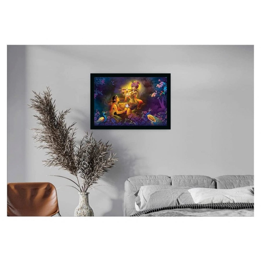 Roneclick Radha Krishna Painting Vinyl Sparkle Coated with Synthetic Photo Frame (Multicolor)