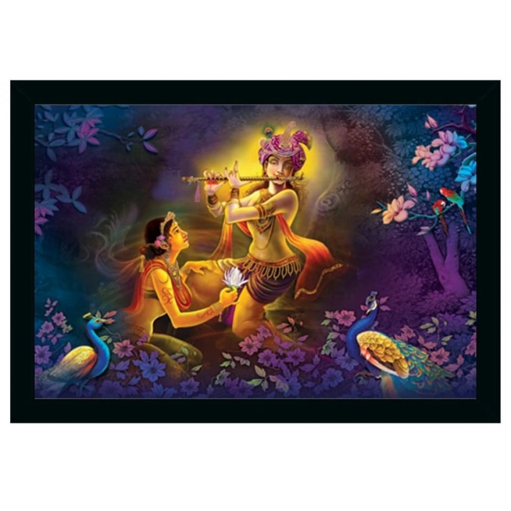 Roneclick Radha Krishna Painting Vinyl Sparkle Coated with Synthetic Photo Frame (Multicolor)